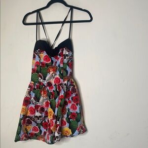 Hell Bunny Black and Red Mini Dress with A-Line Silhouette